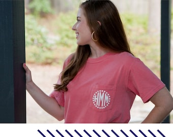 Monogrammed Comfort Colors Pocket T-Shirt | Monogram Shirt | Personalized shirt | Monogrammed pocket tee | monogrammed t-shirt personalized