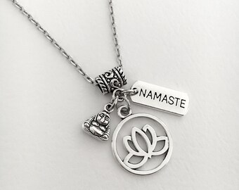 Lotus flower necklace/Yoga jewelry/zen jewelry/Om necklace/spiritual jewelry/ohm/ meditation/yoga/Namaste necklace/lotus flower jewelry