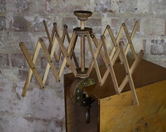Antique Wooden Wool Winder Skein Holder St Bernard Brass Edged Clamp