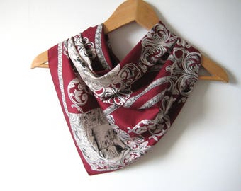 Vintage Scarf Classical Figures Cherubs Love Burgundy Vintage Scarf