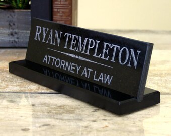 Desk Name Plate Solid Granite Office Desk Sign Customized Business Professional Doctor Lawyer Dentist Teacher Corporate Desk Sign
