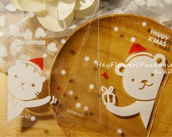 100pcs Christmas packaging bag, cookie ,candy bags, plastic bags ,baby shower favor bags ,cellophane package