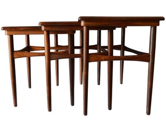 Set of Three Rosewood Nesting Tables by Poul Hundevad, circa 1960