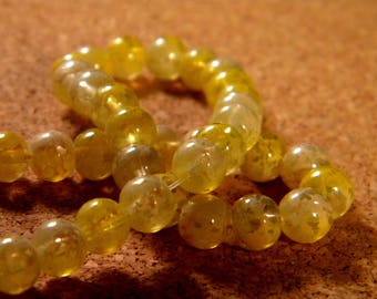 45 glass beads 6 mm speckled 2 tone translucent - yellow-PE187-1