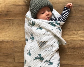 The blanket, muslin cotton CACTUS