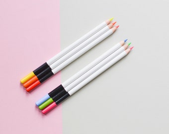 6 Highlighters, highlighting pencils, neon pencils, colored pencils, neon Koh-i-noor