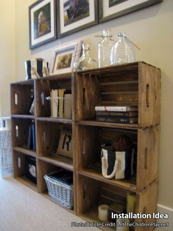 Wooden Crates for Building Shelves Stackable Wooden Crate