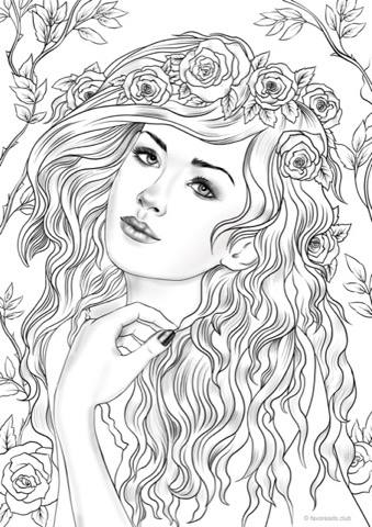 Nymph Printable  Adult  Coloring  Page  from Favoreads Coloring 