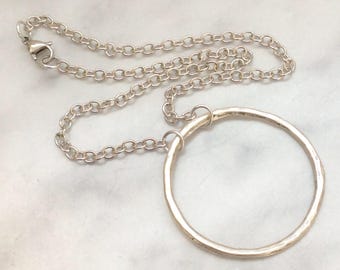 Large Silver Circle Necklace