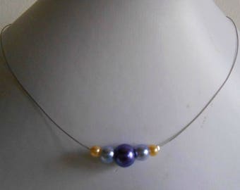 Trendy bridal necklace purple, lilac and yellow