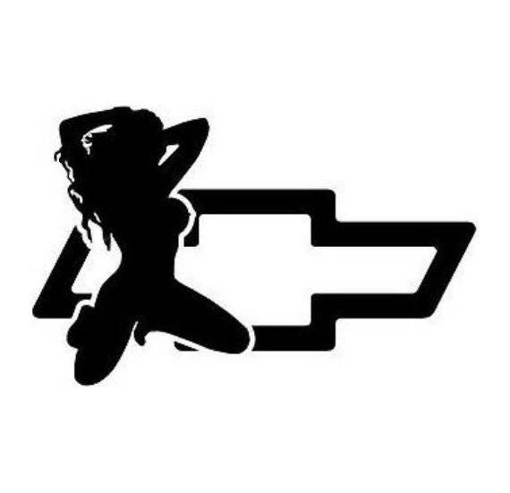 Sexy Girl Silhouette with Chevy Emblem Decal Choose Size and