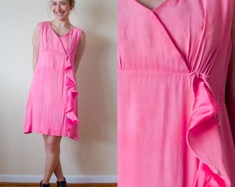 1960s Pink Ruffle Mini Babydoll Dress
