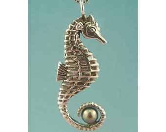 Seahorse Necklace with Pearl Pendant Silver - Seahorse Jewelry - Pearl Jewelry - Ocean Jewelry - Silver Seahorse Sea Horse