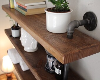 Industrial pipe shelf, Bathroom shelves, Kitchen shelves, Entryway shelf, Storage shelf, ReclaimedWoodUSA