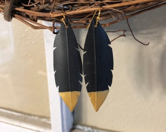 Gold dipped recycled bike tire earrings