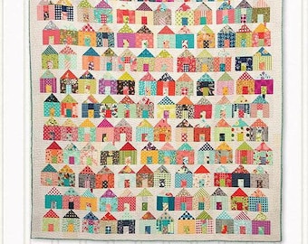 Village Quilt Pattern - Jumble Miss Rosie's Quilt Co #RQC701 - Charm Pack Quilt Pattern - House Quilt Pattern