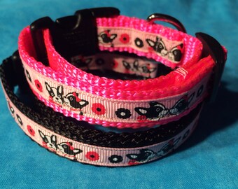 Dog collar - Kissing Boston collar skinny medium