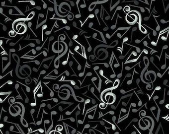 Fabric patchwork fabric black music note
