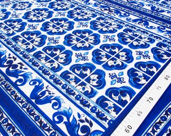 Blue jacquard fabric price by the pattern repeat 1 yard #4411