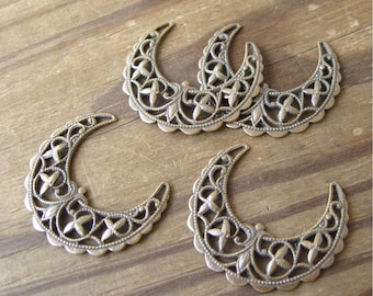 Brass Filigree Crescent Moon Findings Oxidized Finish Made in USA (4)