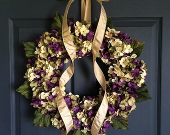 Summer Wreaths | Front Door Wreaths | Blended Hydrangea Wreath | Door Wreath | Summer Wreath | Housewarming Gift Ideas