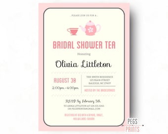 Bridal Shower Tea Party Invitations - Printable Bridal Shower Tea Invitation - Tea Party Bridal Shower Invites - Bridal Tea Party Invitation