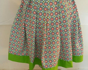 Lime/Blue/Red Print A-Line Skirt