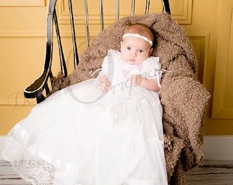 Lace and tricot Lauren Christening Gown / Blessing Dress/ Blessing Dress / Baptism Gown / Naming Dress / Formal Wear