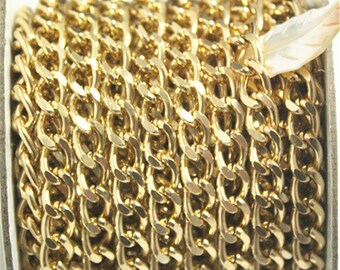 10yards Gold Curb Chain Roll,Aluminum Chain, Open Link Chain per Link Size 10mmx6mm Jewelry Findings