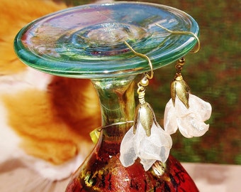 Organza Flower Petal Earrings Unique
