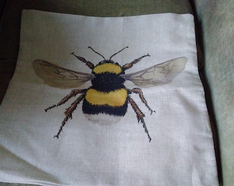Yellow Bumble Bee cushion cover - Free postage
