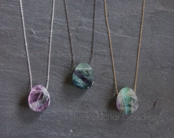 Fluorite / Fluorite Necklace / Fluorite Crystal / Fluorite Pendant / Silver Fluorite Necklace /Flourite Jewelry / Gold Fluorite Necklace