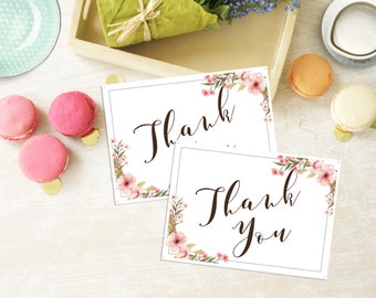 7" x 5" Boho Pink Floral Wreath Printable Digital Card - Thank You - Stationery Cards - Instant Download - Gifts For Her - Floral Cards