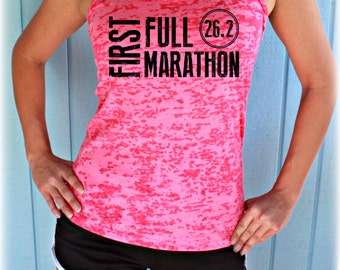 Womens First Full Marathon Running Tank Top. 26.2 Race Training Tank. Burnout Tank Top. Workout Inspiration.