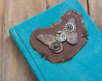 Butterfly leather journal Steampunk leather journal Steampunk notebook Butterfly book Handmade leather journal Blank book