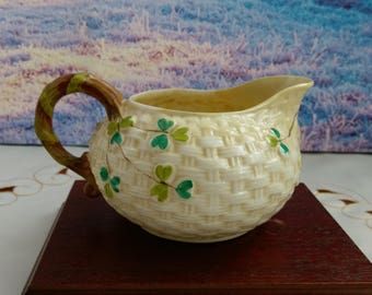 Belleek basket, vintage milk jug, old jug, vintage jug