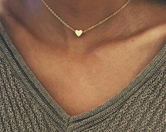 Free shipping Canada,Gold Choker Necklace,Tiny Heart Necklace,Gold Love choker, Dainty Jewelry,Silver heart choker,Gold dainty necklace,HNS