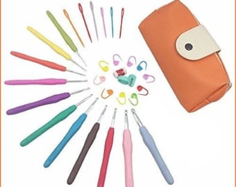 New!! Knitting Needle crochet hook 11 sizes, in pouch, knitting markers