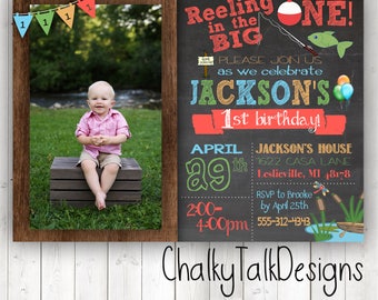 Offishally 1 birthday invitations, reeling in the big one first birthday invitations, it's o-fish-al first birthday party invitations