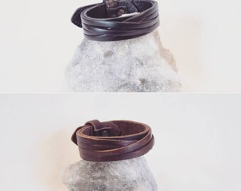 Wide leather bracelet interlaced vintage look with button-rocker jewelry Bikerschmuck