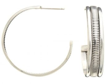 Navajo Silver Hoop Earrings Handcrafted Post Style Native American Jewelry