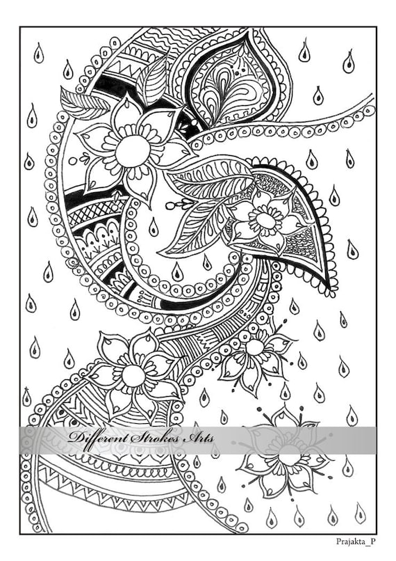 Items similar to adult coloring pages, henna art, printable doodle, intricate coloring pages ...