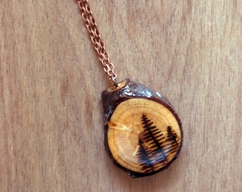 Pine Tree Necklace, Tree Necklace, Wood Slice Necklace, Natural Tree Necklace, Pine Tree Jewelry, Natural Wood Necklace, Wooden Tree Pendant