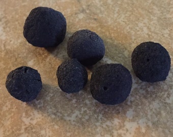 Handmade (4) Fragrant Real Rose Petal Beads - Black Natural Beads