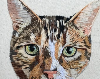 Custom Cat Embroidery. Pet Embroidery Hoop Art. Hand Embroidered Pet Portrait. Stitched Pet Portrait. Custom Pet Portrait. Thread Painting