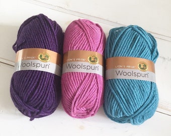 Chunky Yarn / Bulky Yarn /Discontinued Lion Brand Woolspun Yarn Lion's Pride Size 5 Bulky Yarn / Destash Crochet Supply / Knitting Supply