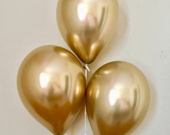 New Chrome Gold 11 inch Latex Balloons~Bridal Shower~ Baby Shower~First Birthday~Wedding~Gold Decor~New Chrome Balloons~Gold Party Decor