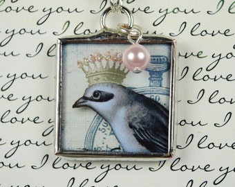 Paris Necklace Eiffel Tower Pendant French Necklace Soldered Art Charm