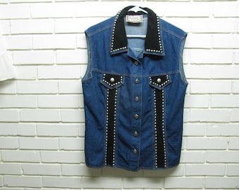 80's Studded Denim Vest size L