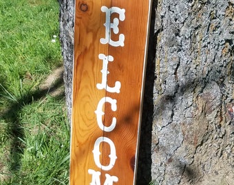 Welcome Sign Reclaimed Pine